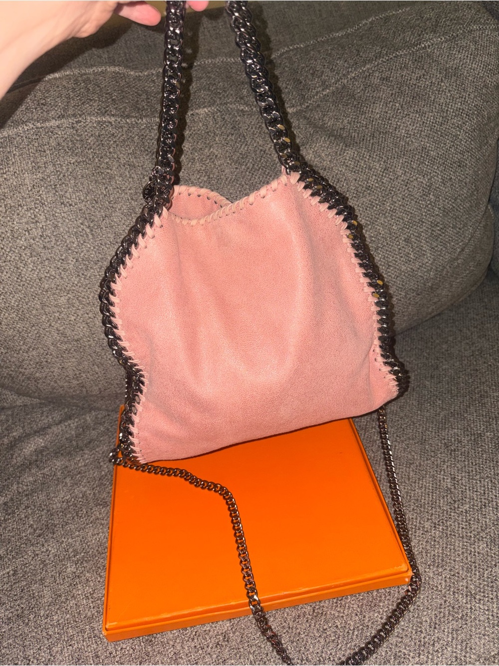 Stella McCartney Blush Pink Suede-Look Chain Shoulder Bag mini - Picture 6 of 15